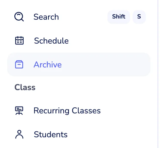 the sidebar with Archive highlighted below Schedule
