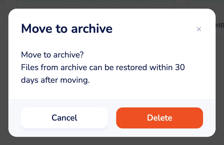 the Move to archive confirmation dialog