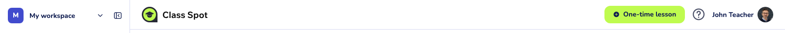 top-right “One-time lesson” button in the header